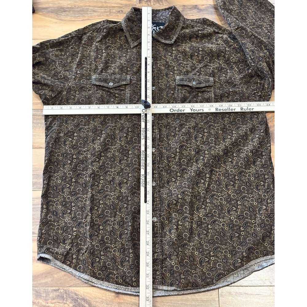 Age of Wisdom Shirt Mens XL Brown Paisley Corduroy Pearl Snap Western Button Up - Picture 7 of 8